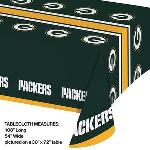 Green Bay Packers Plastic Table Cover, 54" x 102" Party Decoration