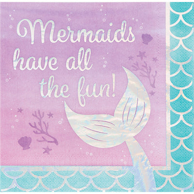 Iridescent Mermaid All The Fun Napkins, 16 ct