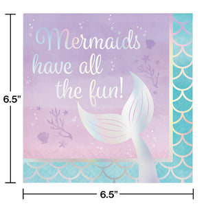 Iridescent Mermaid All The Fun Napkins, 16 ct Party Decoration