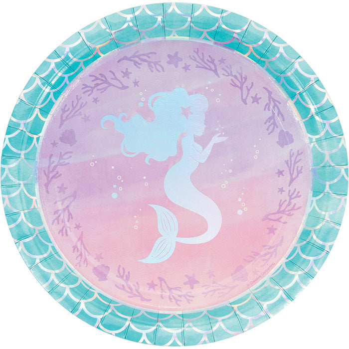 Iridescent Mermaid Party Paper Plates, 8 ct