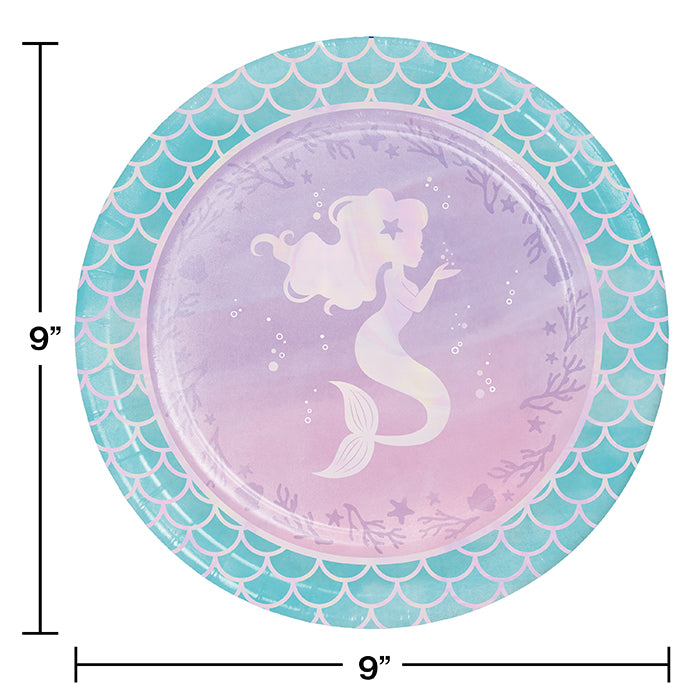 Iridescent Mermaid Party Paper Plates, 8 ct