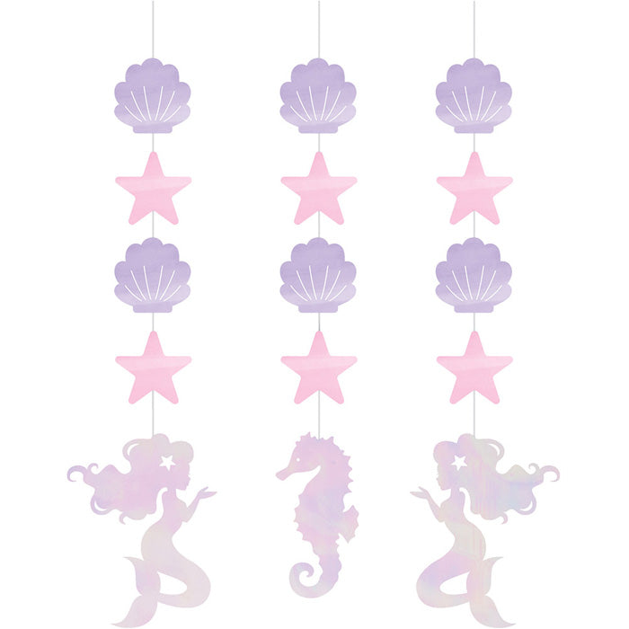 Iridescent Mermaid Party Hanging Cutouts, 3 ct by Creative Converting