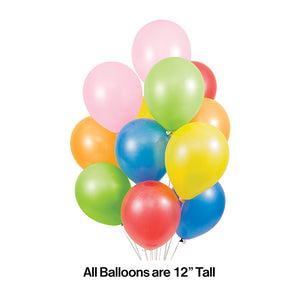 Latex Balloons 12" Asst Colors, 15 ct Party Decoration