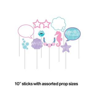 Iridescent Mermaid Party Photo Booth Props, 10 ct Party Supplies