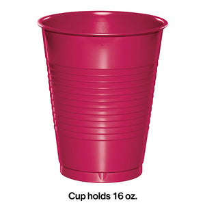 Hot Magenta Pink Plastic Cups, 20 ct Party Decoration