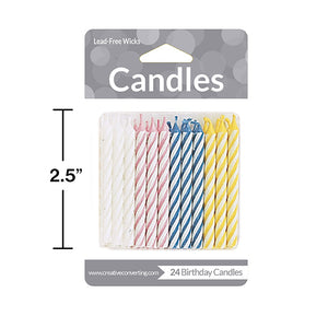 Assorted Striped Candles, 24 ct Party Decoration