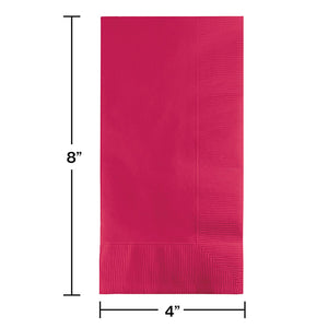 Hot Magenta Dinner Napkins 2Ply 1/8Fld, 50 ct Party Decoration