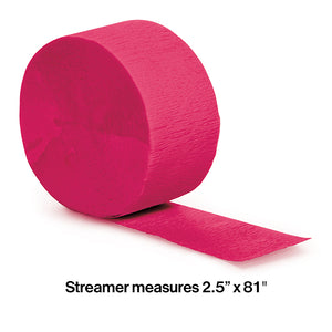 Hot Magenta Crepe Streamers 81' Party Decoration