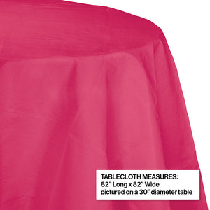 Hot Magenta Round Polylined TIssue Tablecover, 82" Party Decoration