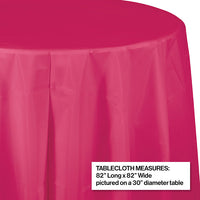 Hot Magenta Round Plastic Tablecover, 82