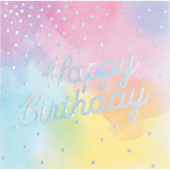 Iridescent Party Happy Birthday Napkins, 16 ct