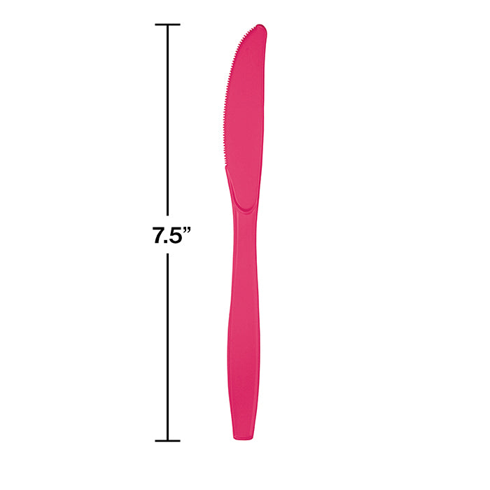 Hot Magenta Pink Plastic Knives, 24 ct Party Decoration