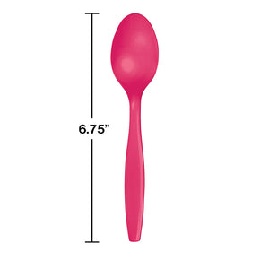 Hot Magenta Pink Plastic Spoons, 24 ct Party Decoration