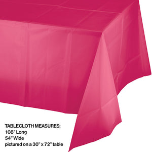 Hot Magenta Tablecover Plastic 54" X 108" Party Decoration