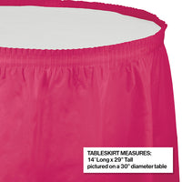 Hot Magenta Plastic Tableskirt, 14' X 29