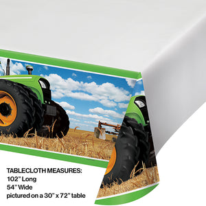Tractor Time Plastic Tablecover Border, 54" X 102" Party Decoration