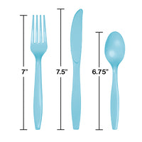 Pastel Blue Assorted Plastic Cutlery, 24 ct Party Decoration