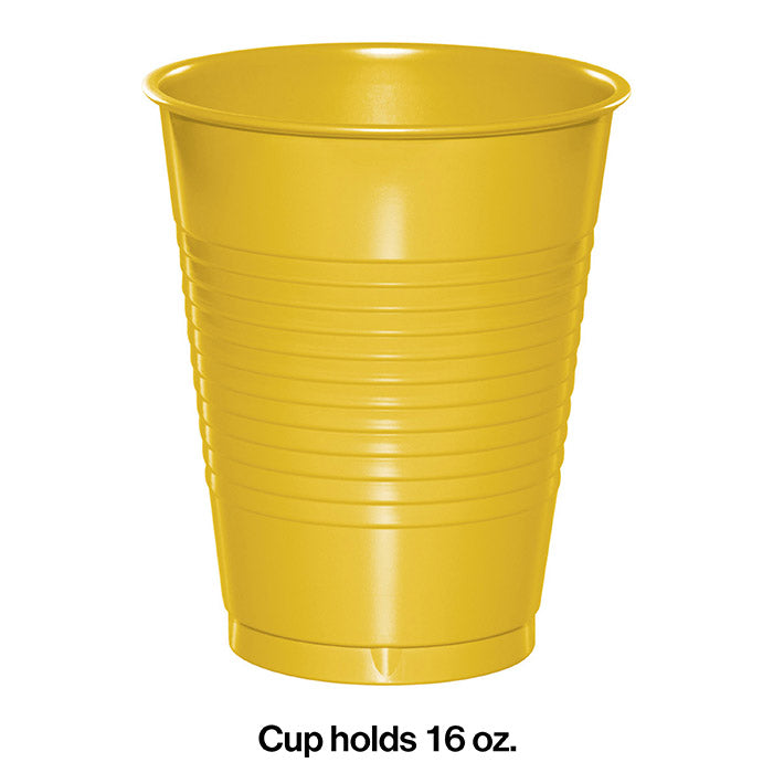 Creative Converting School Bus Plastic Cups, Yellow, 16 oz capacity - 20 count
