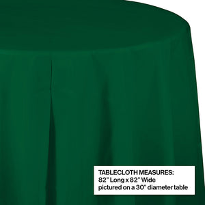 Hunter Green Round Plastic Tablecover, 82" Party Decoration