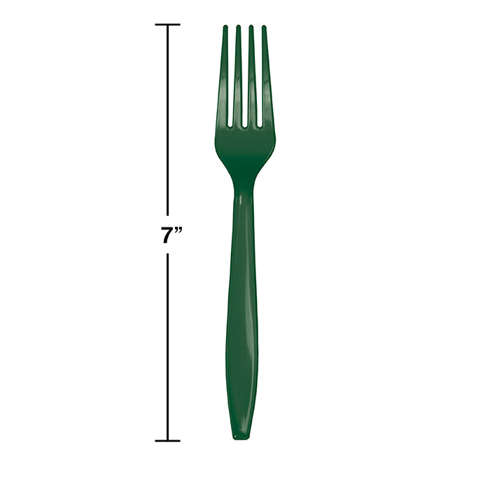 Hunter Green Plastic Forks, 24 ct Party Decoration