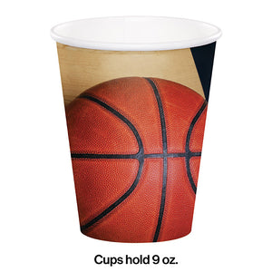 Sports Fanatic Basketball Hot/Cold Paper Paper Cups 9 Oz., 8 ct Party Decoration
