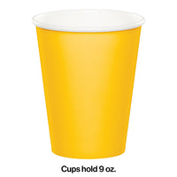 School Bus Yellow Hot/Cold Paper Paper Cups 9 Oz., 24 ct Party Decoration