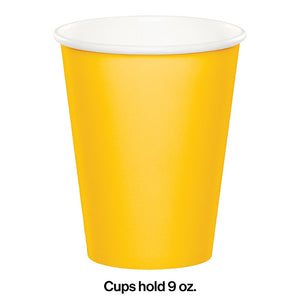 School Bus Yellow Hot/Cold Paper Paper Cups 9 Oz., 24 ct Party Decoration