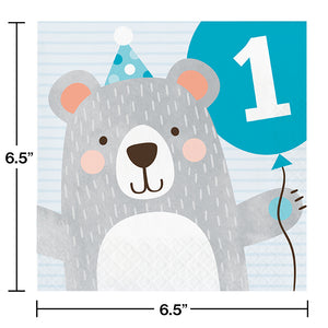 Bear Party 1st Birthday Napkins, 16 ct Party Decoration