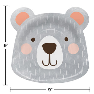 Birthday Bear Shaped Plate 9", 8 ct Party Decoration