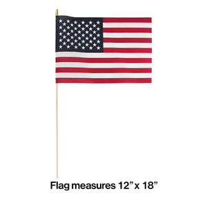 Cloth Usa Flag, 12" X 18" Party Decoration