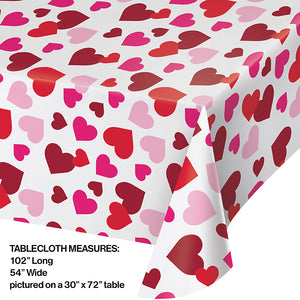 Valentine Plastic Tablecover, 54" X 102" All Over Print Party Decoration
