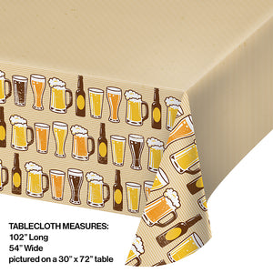 Cheers & Beers Plastic Tablecover All Over Print, 54" X 102" Party Decoration