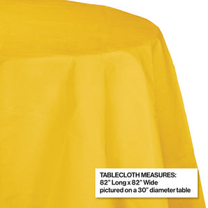 School Bus Yellow Round Polylined TIssue Tablecover, 82" Party Decoration