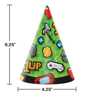 Video Game Party Party Hats, 8 ct Party Decoration