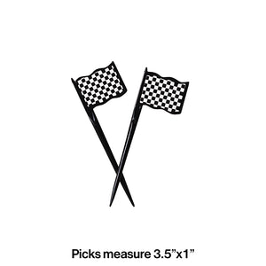 Black And White Check Picks, 12 ct Party Decoration