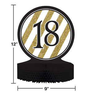 Black And Gold 18th Birthday Centerpiece Party Decoration