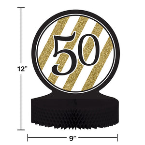 Black And Gold 50th Birthday Centerpiece Party Decoration