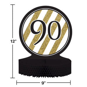Black And Gold 90th Birthday Centerpiece Party Decoration