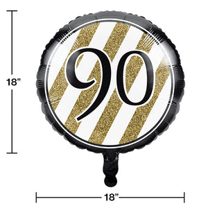 Black & Gold Metallic Balloon 18", '90 Party Decoration