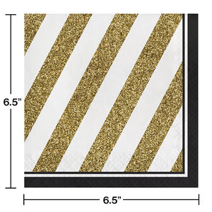 Black And Gold Napkins, 16 ct Party Decoration