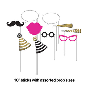 Black And Gold Photo Booth Props, 10 ct Party Decoration