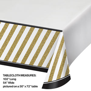 Black & Gold Plastic Tablecover Border, 54" X 102" Party Decoration