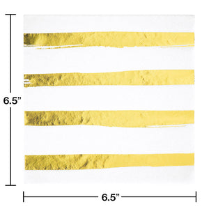 Toc White Gold Foil Luncheon Napkin 3Ply, Foil Stamp Gold, 16 ct Party Decoration