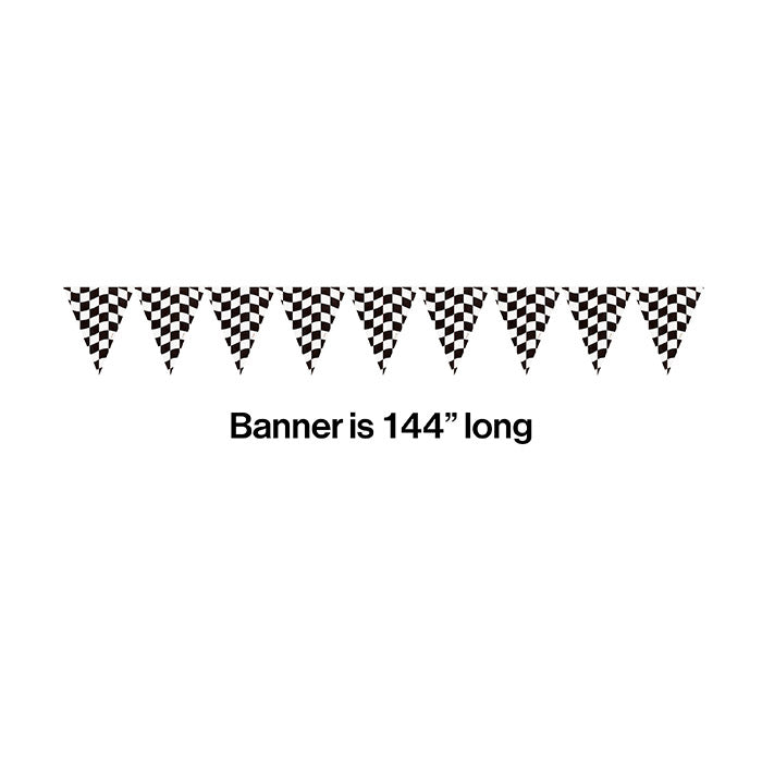 Black And White Check Banner Party Decoration