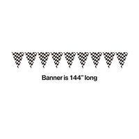 Black And White Check Banner Party Decoration