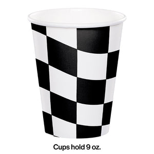Black & White Check Hot/Cold Paper Cups 9 Oz., 8 ct Party Decoration