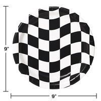Black And White Check Paper Plates, 8 ct Party Decoration
