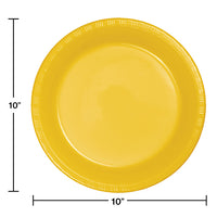 School Bus Yellow Plastic Banquet Plates, 20 ct