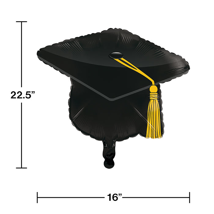Graduation Metallic Balloon,22" Mortarboard Black Party Decoration