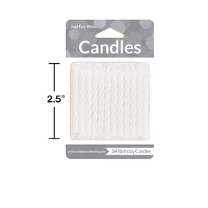 White Striped Candles, 24 ct Party Decoration
